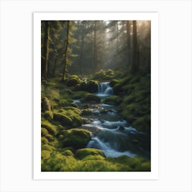 Mossy Stream In The Forest Art Print