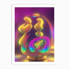 Luminescent Strokes: Fu in Calligraphic Splendor Art Print