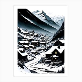 Village In The Snow Art Print