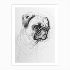 Pug Dog Charcoal Line 1 Art Print