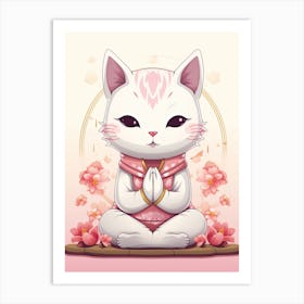 Kawaii Cat Drawings Meditating 3 Art Print