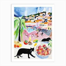 The Food Market In Positano 1 Illustration Art Print