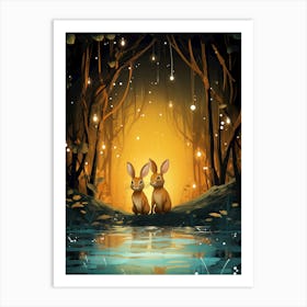 Rabbits In The Forest 1 Art Print