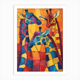 Geometric Colourful Giraffes 1 Art Print