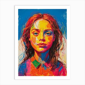 Girl With Colorful Hair 4 Art Print