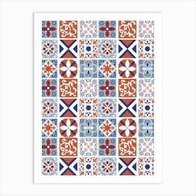 Azulejo - vector tiles, Portuguese tiles, Tile Pattern 1 Art Print