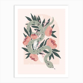 Snakes And Flowers Art Print