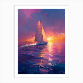 Sailboat At Sunset 3 Art Print