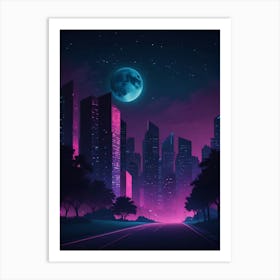 Neon City Night Art Print