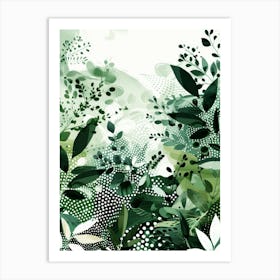 Green Leaves And Flowers Art Print