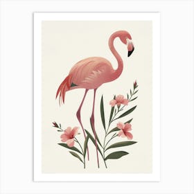 Chilean Flamingo Oleander Minimalist Illustration 1 Art Print