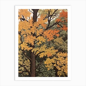 Black Ash 2 Vintage Autumn Tree Print  Art Print