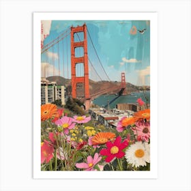 San Francisco   Floral Retro Collage Style 3 Art Print