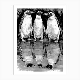 King Penguin Admiring Their Reflections 2 Art Print