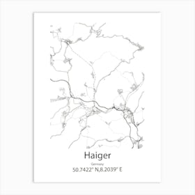 Haiger,Germany Minimalist Map Art Print