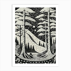 An Ancient Pine Forest Alive With Spirited Folklore Creatures Ukiyo-E Style Art Print