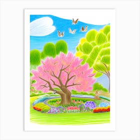 Cherry Blossoms In The Park Art Print