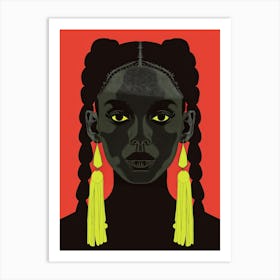 Black Girl With Yellow Earrings Art Print