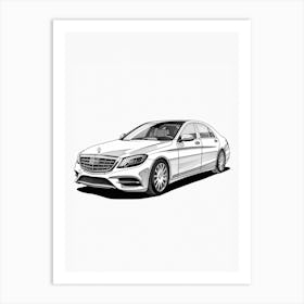 Mercedes Benz S Class Line Drawing 3 Art Print