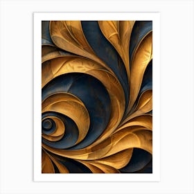 Abstract Gold And Blue Painting 1 Art Print