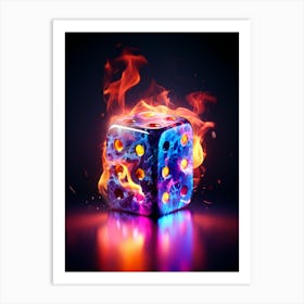 Dice On Fire Art Print