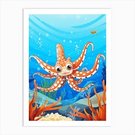 Mimic Octopus Kids Illustration 2 Art Print