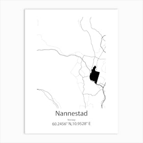 Nannestad,Norway Minimalist Map Art Print