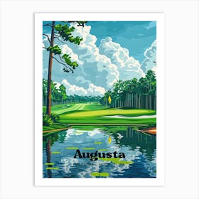 Augusta National Tiger Woods Travel Art Illustration Affiche