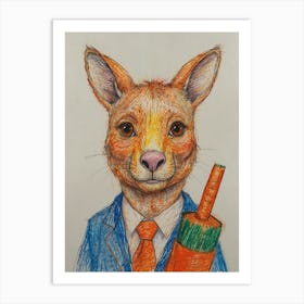 Kangaroo In Business Suit Art Print