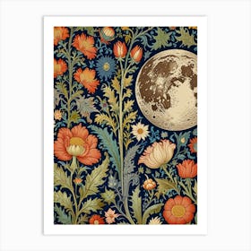 Moon And Flower Style William Morris Art Print