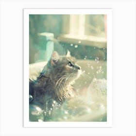 Bathing Cat Art Print