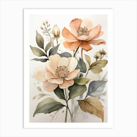 Peach Flowers 2 Art Print