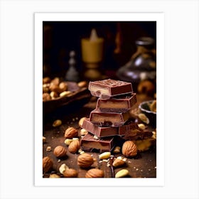 Chocolate And Nuts sweet food Art Print