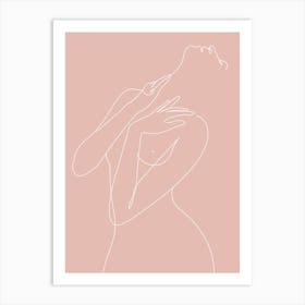 Wake Woman Line Pink Art Print