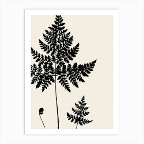 Fern Leaves in Black, Farmhouse Botanical 2 Art Print