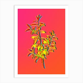 Neon Alabama Dahoon Branch Botanical in Hot Pink and Electric Blue Art Print