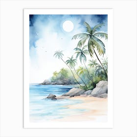 Watercolour Of Anse Cocos   La Digue Seychelles 0 Art Print