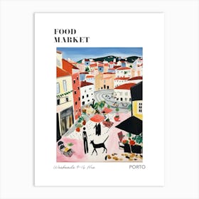 The Food Market In Porto 1 Illustration Poster Art Print