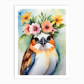 Bird With Flowers On Its Head 1 Art Print