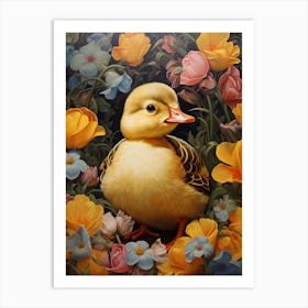 Floral Ornamental Duckling 8 Art Print