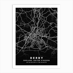 Derby England Black Map Art Print