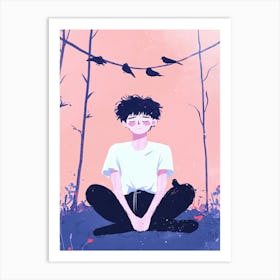 Boy Meditating Art Print