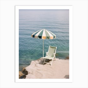 Beach Umbrella And Chair Near The Ocean Summer Photography Art Print