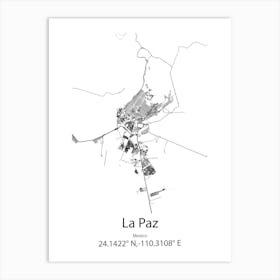 La Paz,Mexico Minimalist Map Art Print