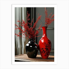 Red And Black Vases Art Print