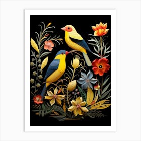 Folk Bird Illustration American Goldfinch 3 Art Print