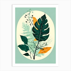 Tropical Leaves In A Circle Art Print