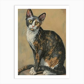 Cornish Rex Relief Illustration 2 Art Print