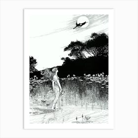 Echo - Ida Rentoul Outhwaite 1919 - Fairyland Fairies Witchy Vintage Remastered Illustration - Fairycore Witchcore Witch Fairy Moon Birds Cottagecore Dreamy Beautiful Art Print
