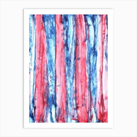 Red White And Blue Stripes. Modern painting. Art Print